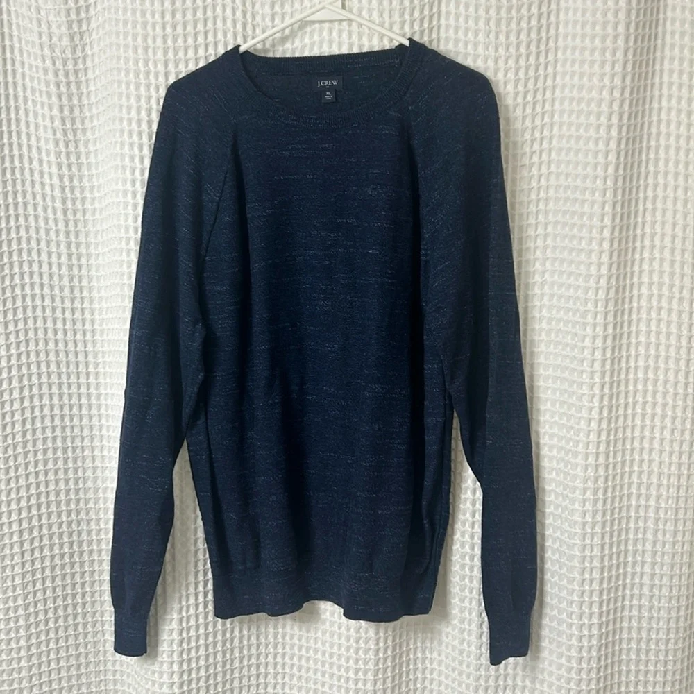 J. Crew Mens XL Navy Blue Cotton Long Sleeve Pullover Crewneck Sweater